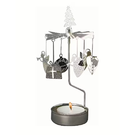 Rotary Candle Holder Christmas Deco Silver