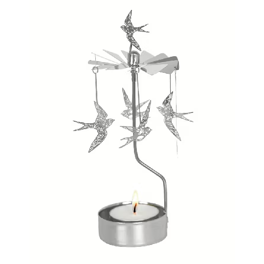 Rotary Candle Holder Swallow Silver